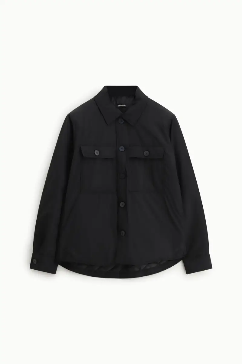 Giacca camicia con tasche frontali e bottoni Nero