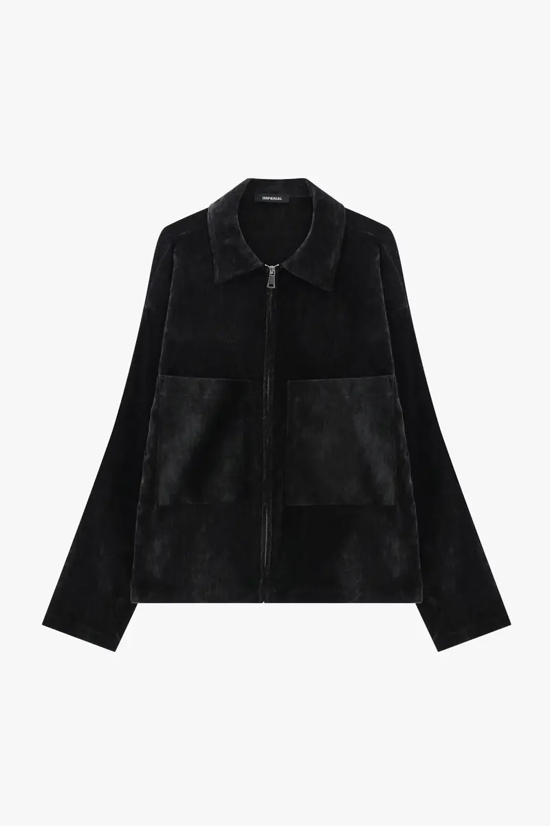 Giacca camicia con zip e tasche frontali applicate Moro