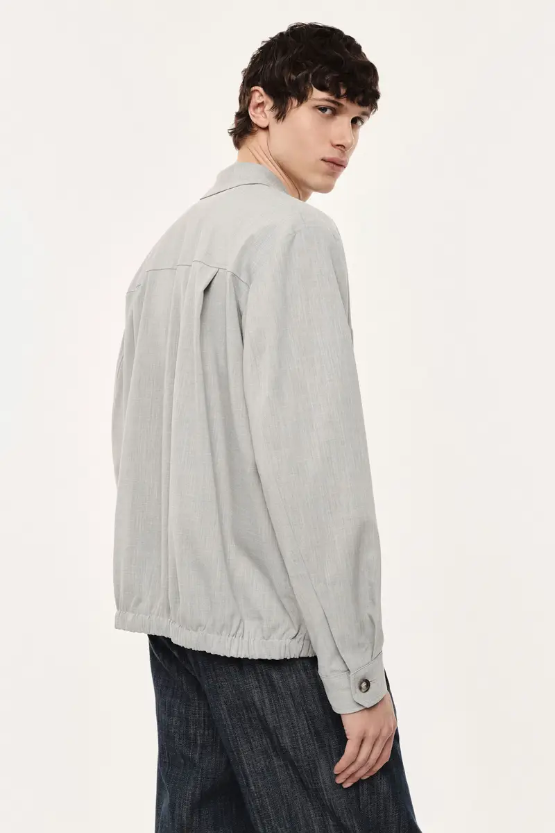 Giacca camicia regular-fit con tasche applicate Grigio chiaro miniatura 3