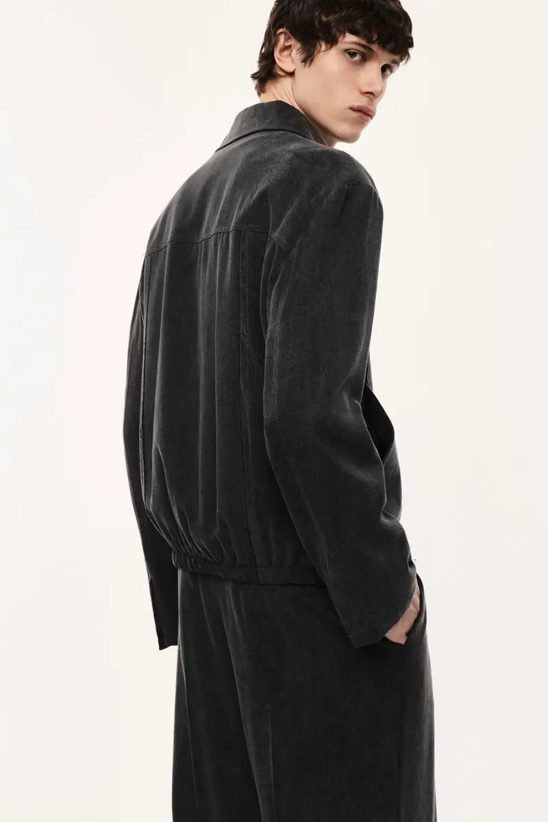 Giacca denim con zip e taglio dritto Lavagna miniatura 3