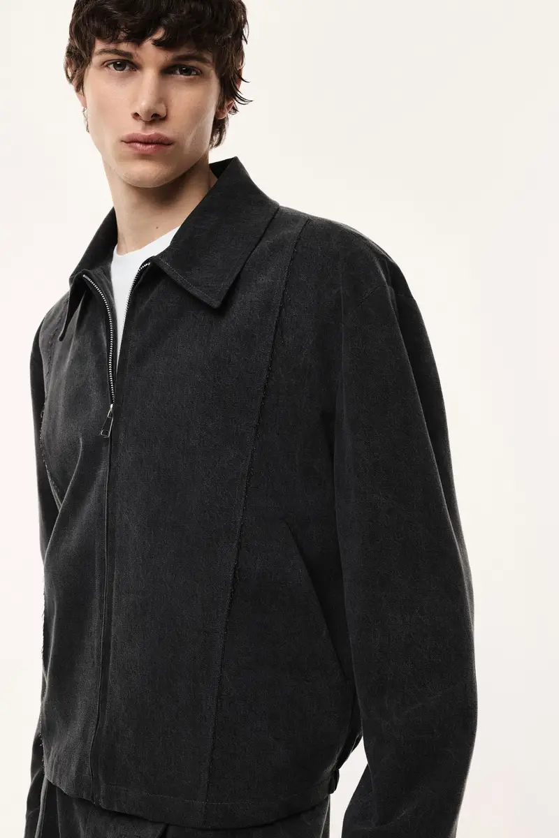 Giacca denim con zip e taglio dritto Lavagna miniatura 4