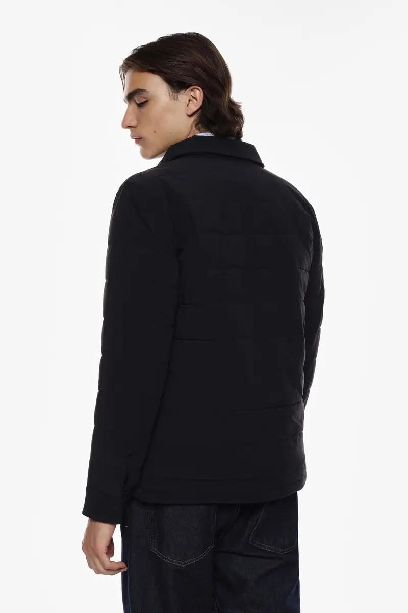 Giacca trapuntata con tasche e zip Nero miniatura 2