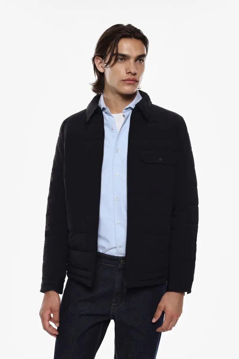 Giacca trapuntata con tasche e zip Nero