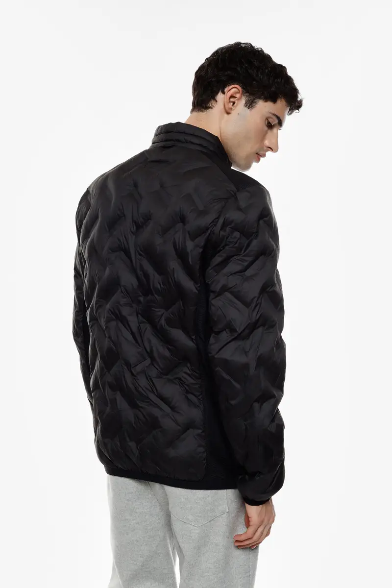 Giacca trapuntata con zip e collo alto Nero miniatura 3