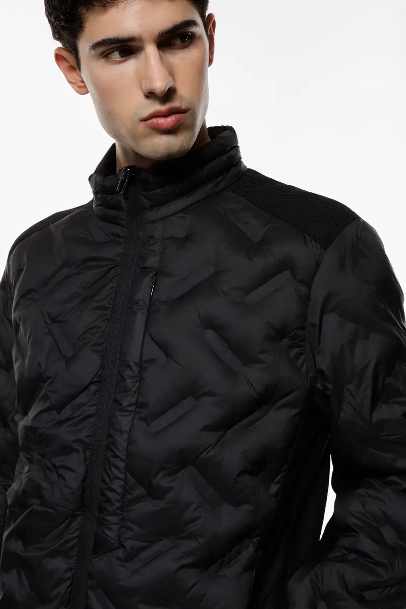 Giacca trapuntata con zip e collo alto Nero miniatura 4