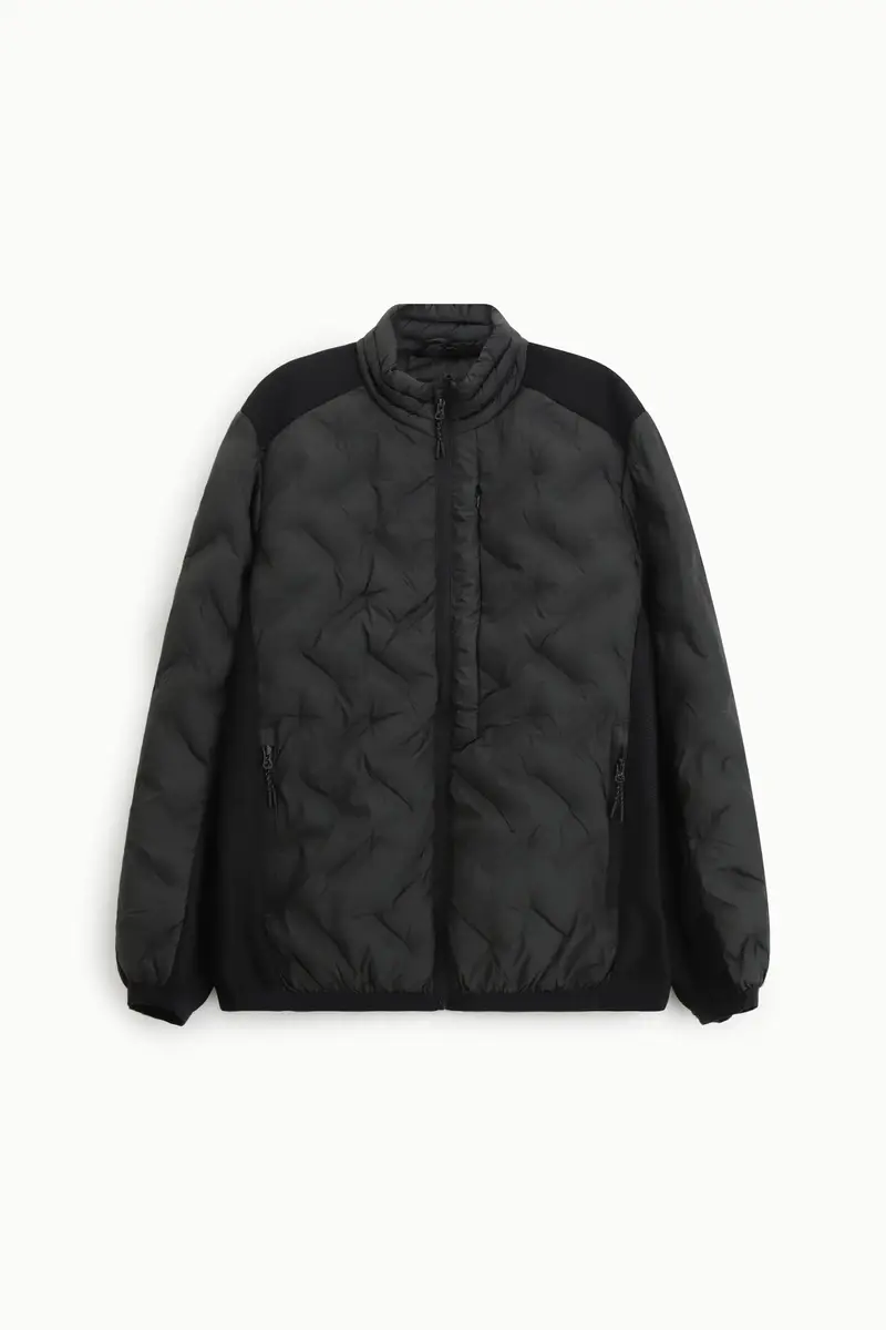 Giacca trapuntata con zip e collo alto Nero