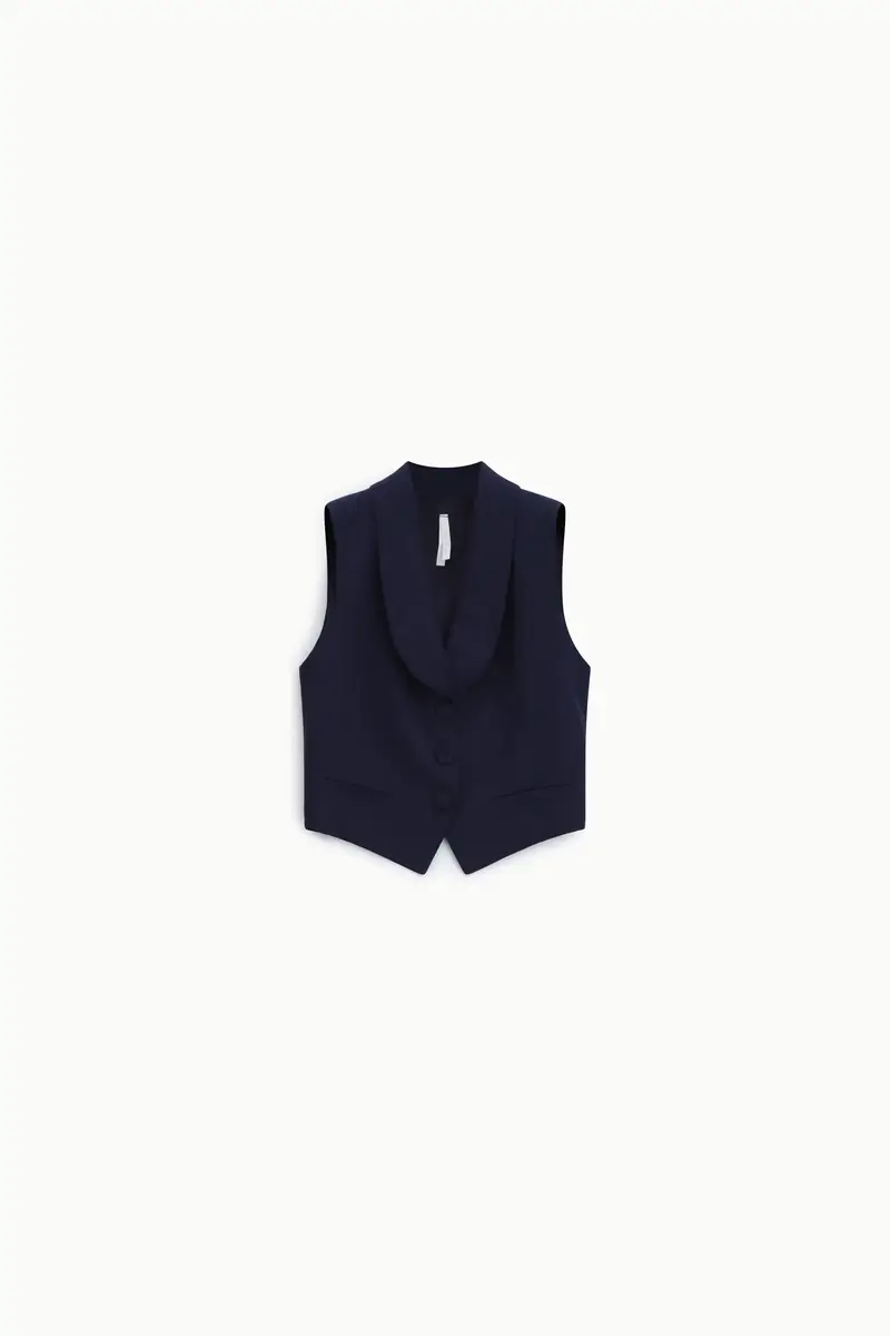 Gilet con rever e bottoni rivestiti Blu
