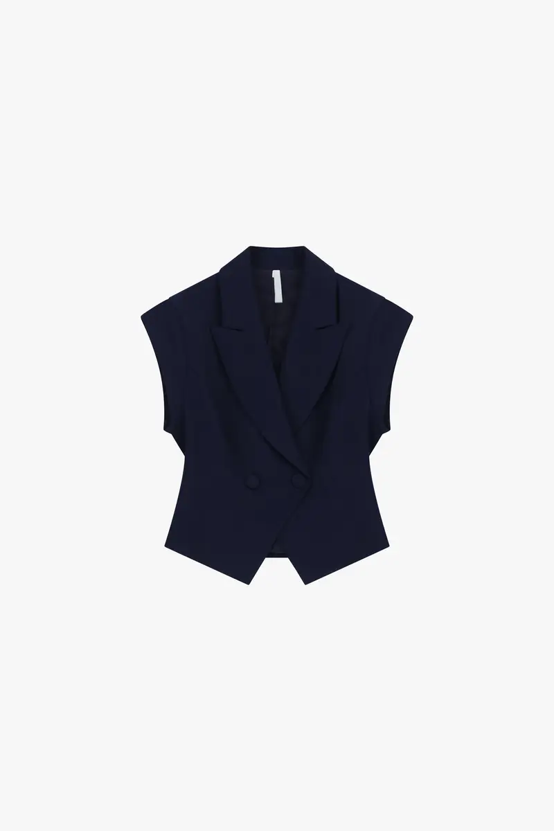 Gilet donna doppio petto con rever Blu