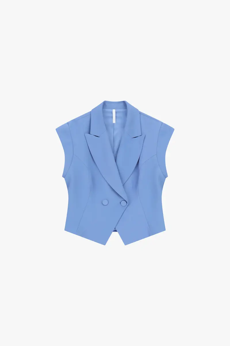 Gilet donna doppio petto con rever Ceruleo