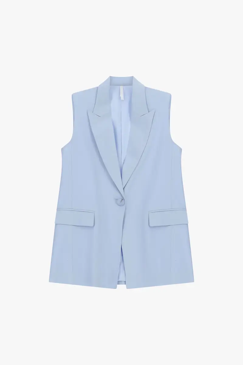 Gilet lungo sartoriale con tasche a filetto Sky