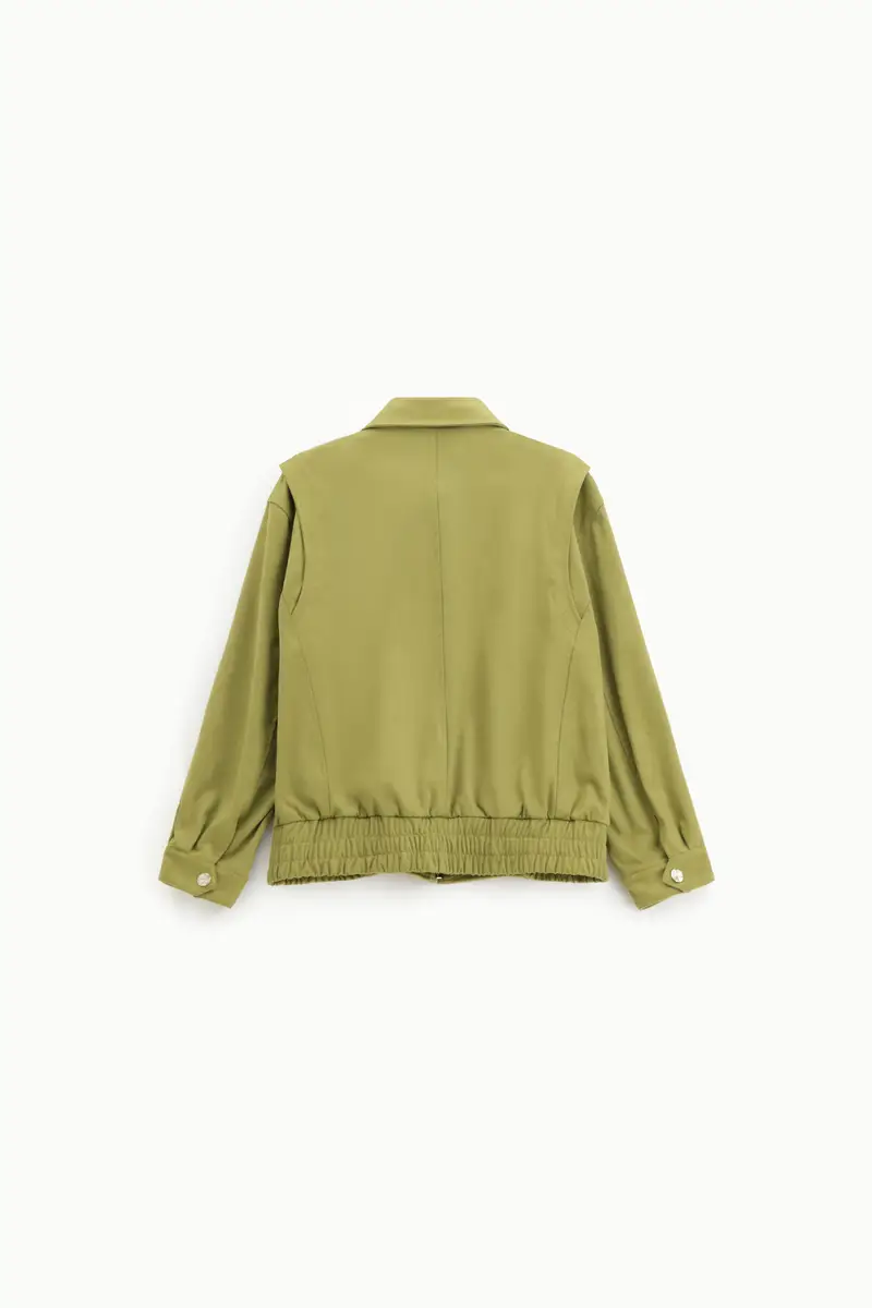 Giubbotto bomber effetto suede con zip Oliva miniatura 4