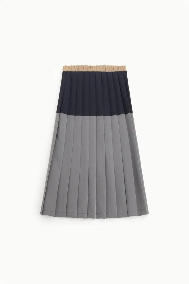 Gonna a pieghe midi con vita elasticizzata Grigio