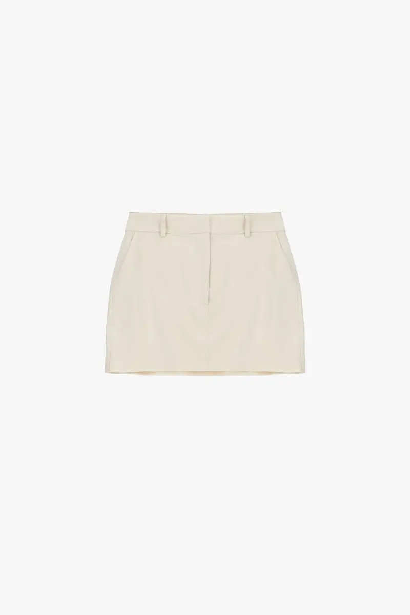 Gonna corta a vita alta tinta unita Burro