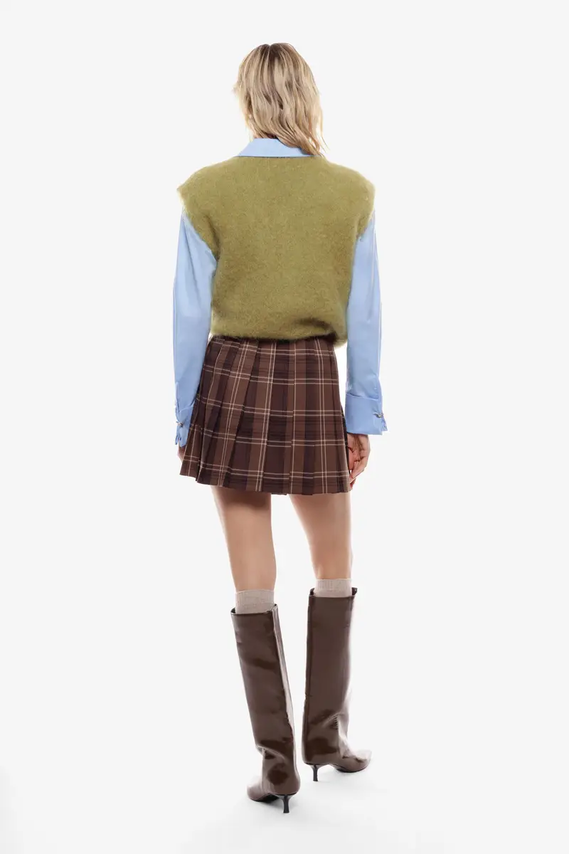 Gonna corta plissettata con motivo scozzese Moro miniatura 3