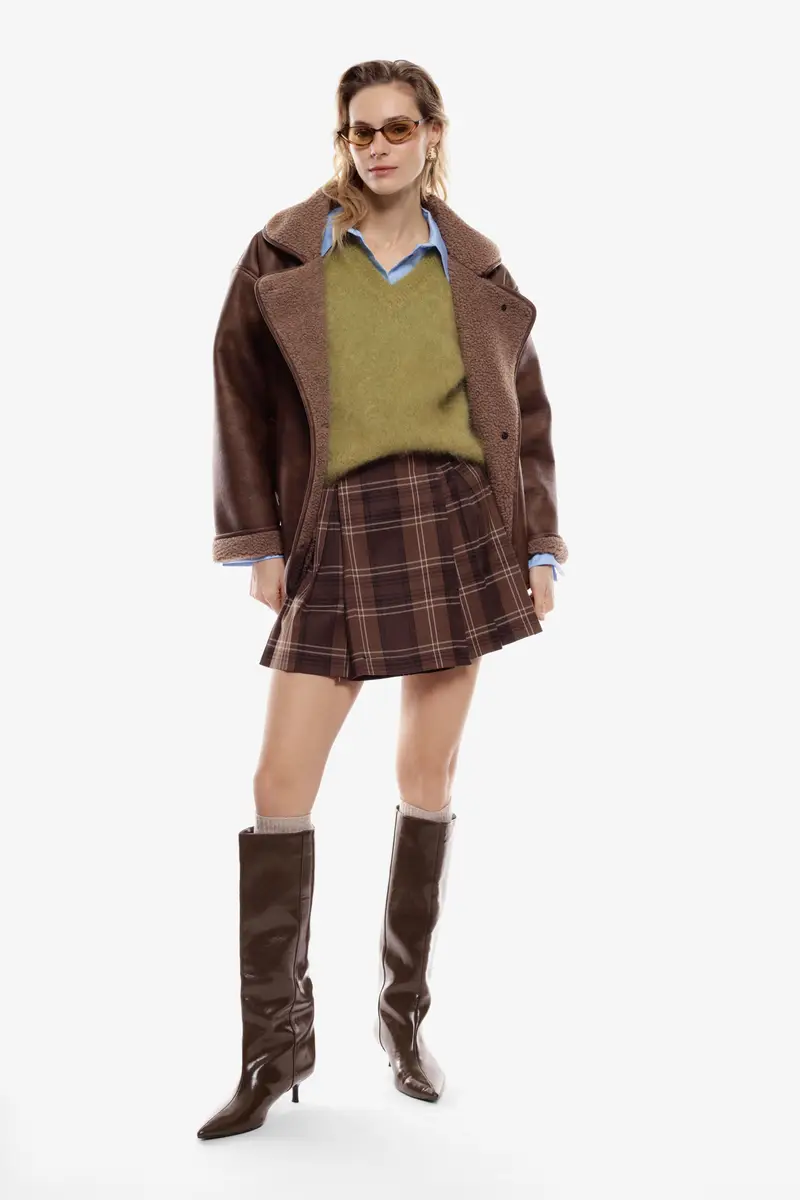 Gonna corta plissettata con motivo scozzese Moro miniatura 2