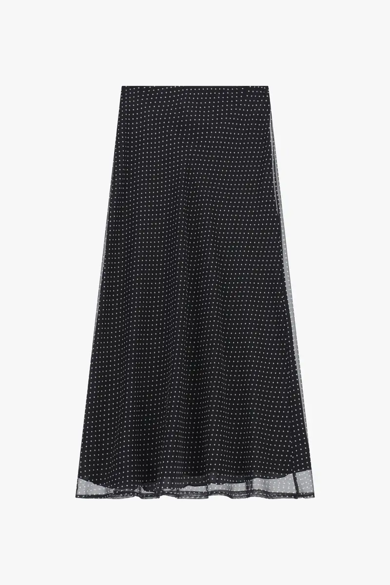 Gonna lunga a pois con vita alta Nero