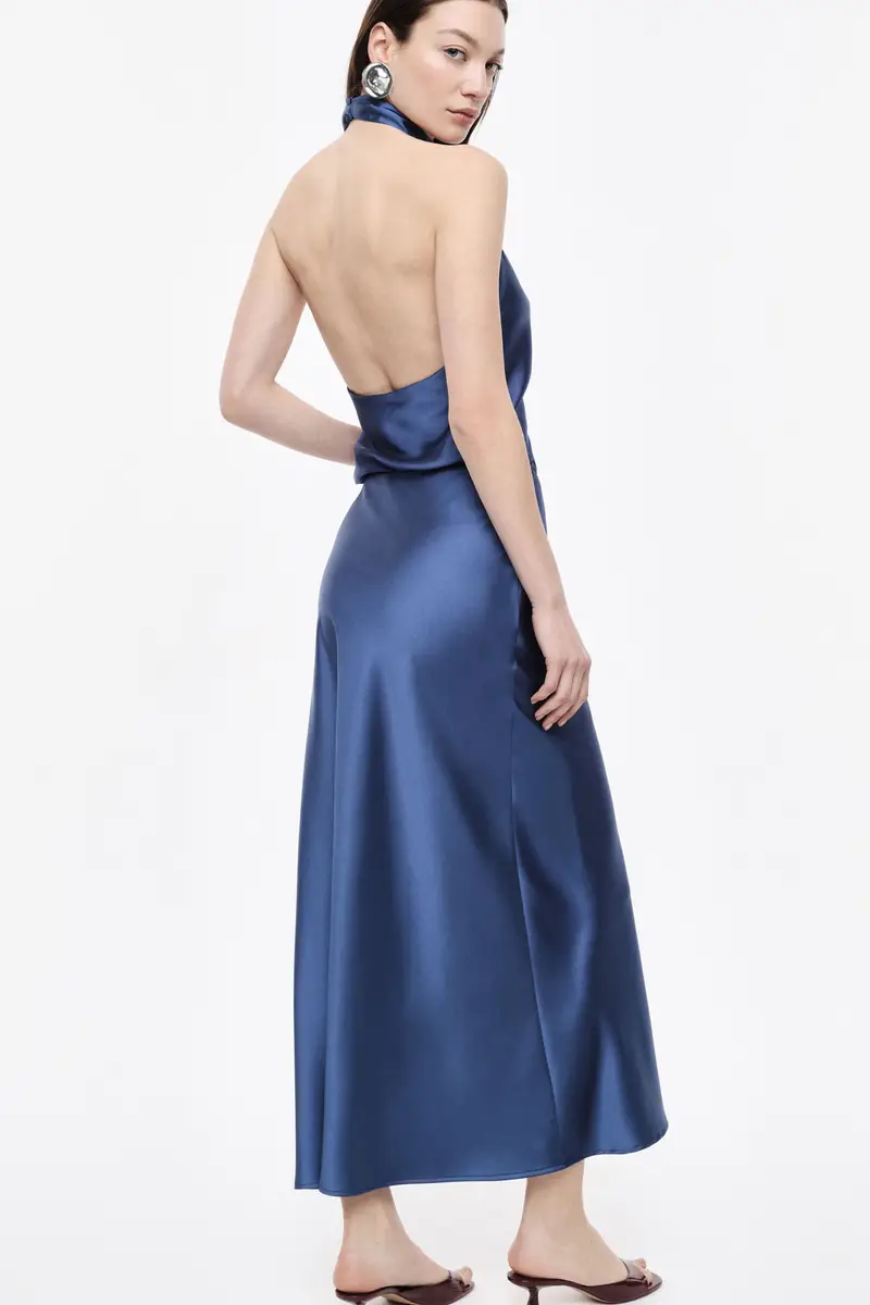 Gonna lunga svasata tinta unita vita alta Avio miniatura 3