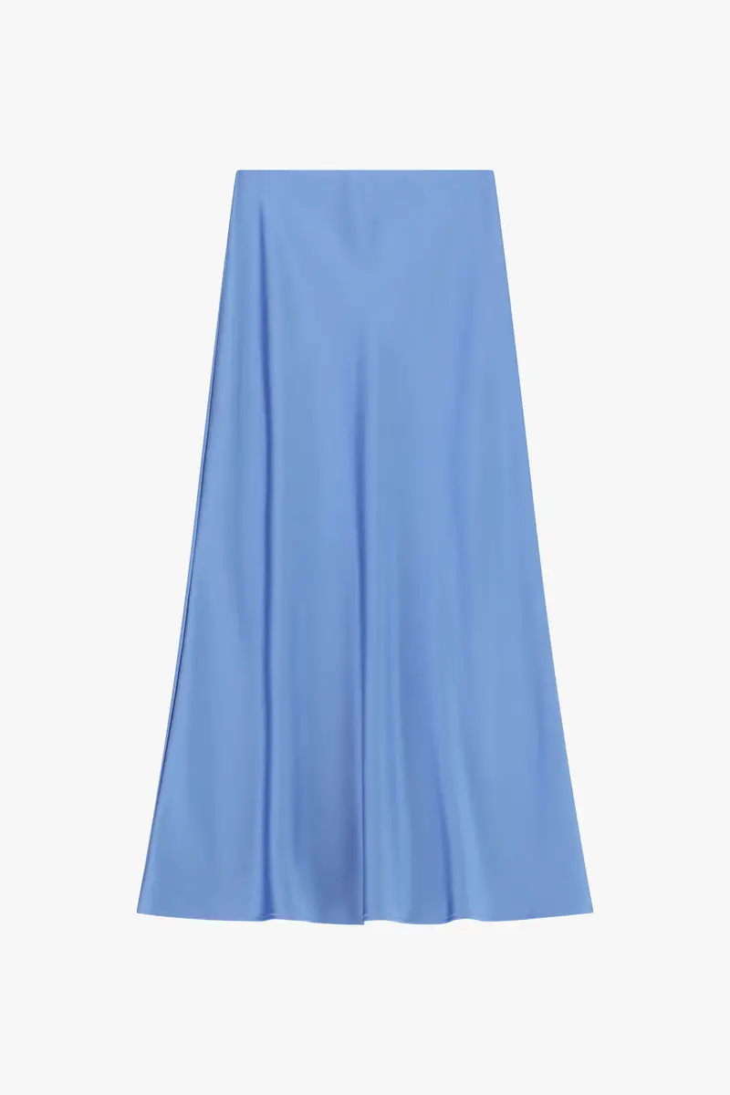 Gonna lunga svasata tinta unita vita alta Ceruleo
