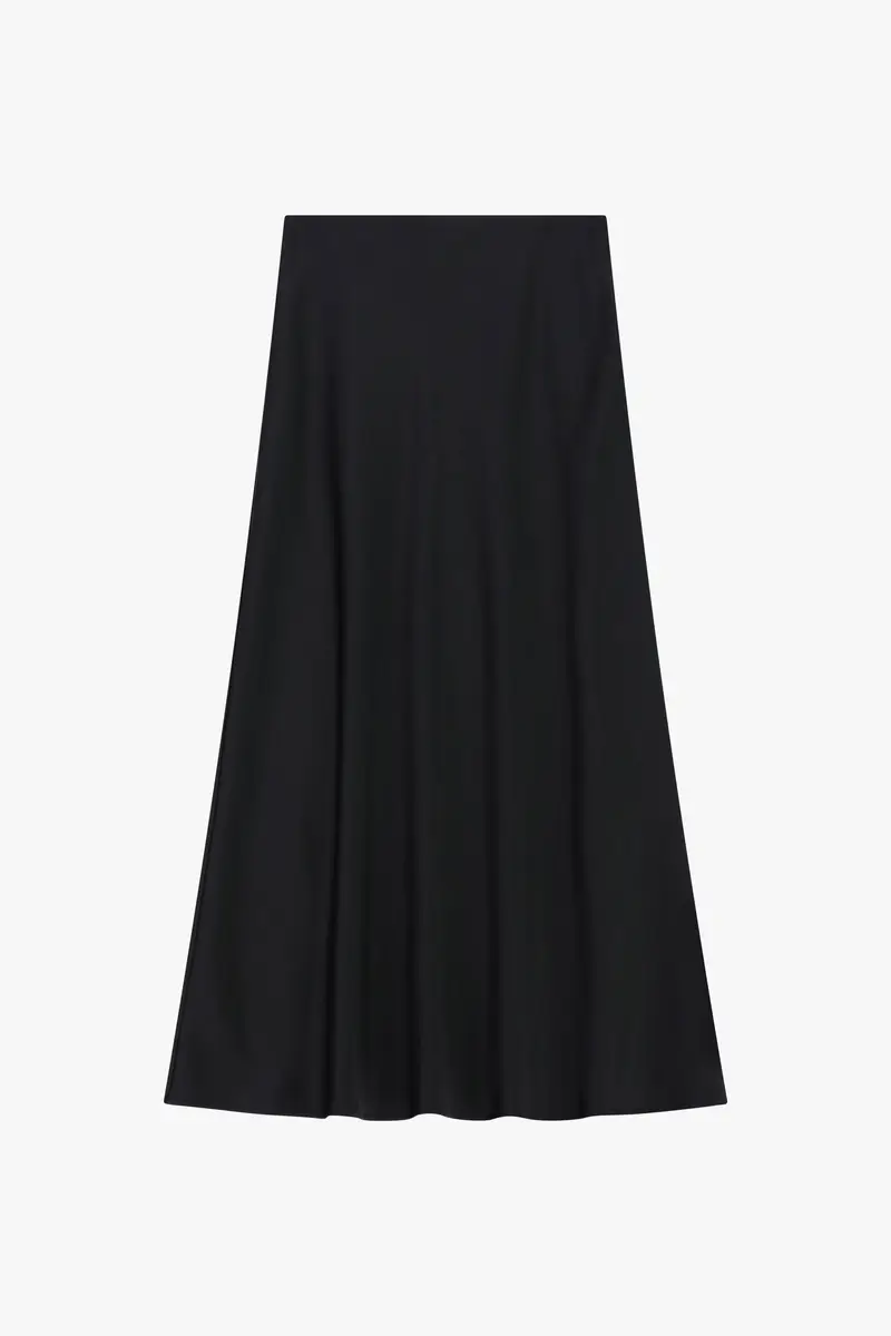 Gonna lunga svasata tinta unita vita alta Nero