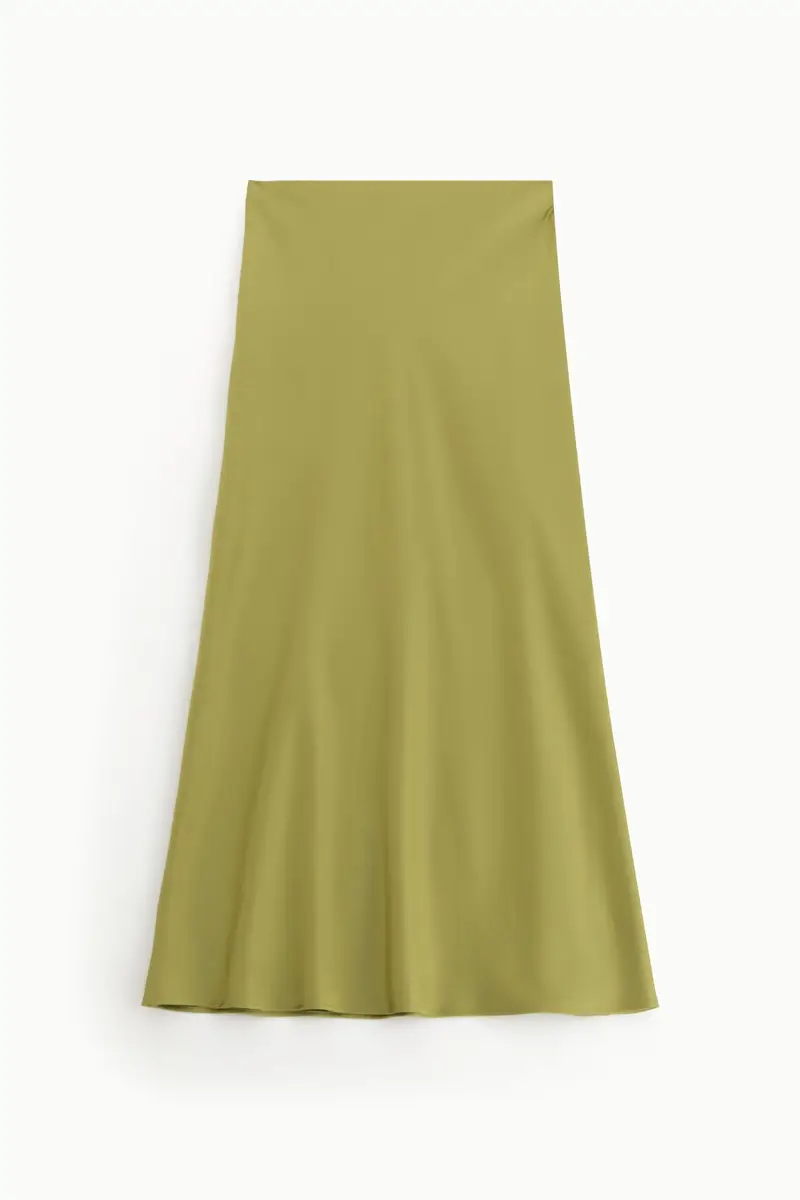 Gonna lunga svasata tinta unita vita alta Olio