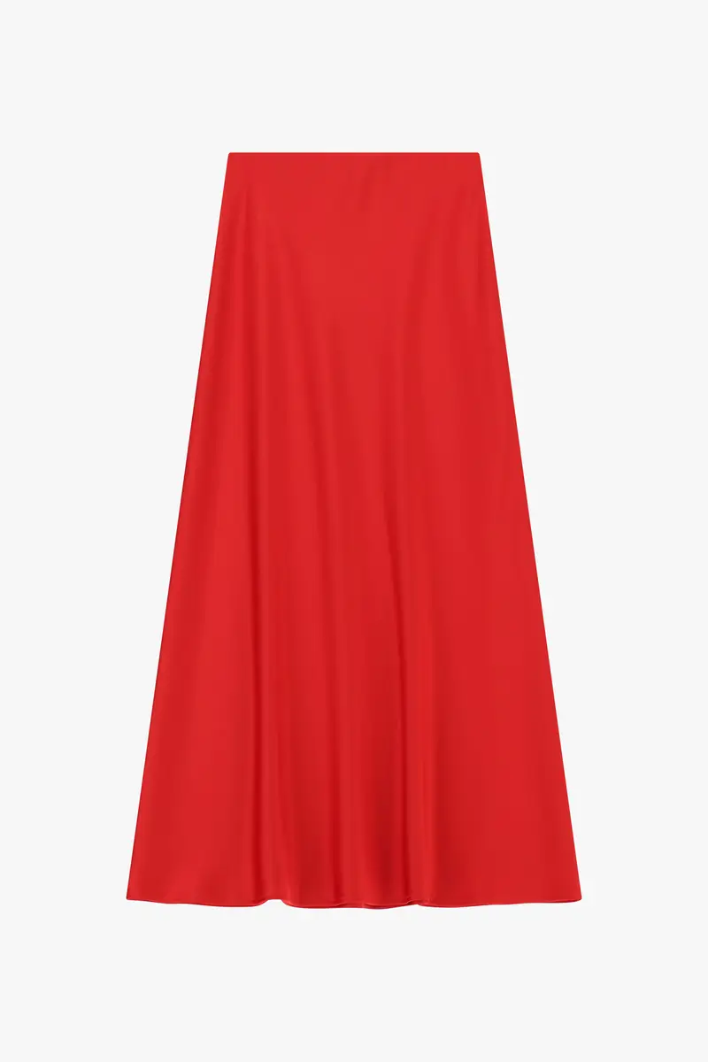 Gonna lunga svasata tinta unita vita alta Rosso
