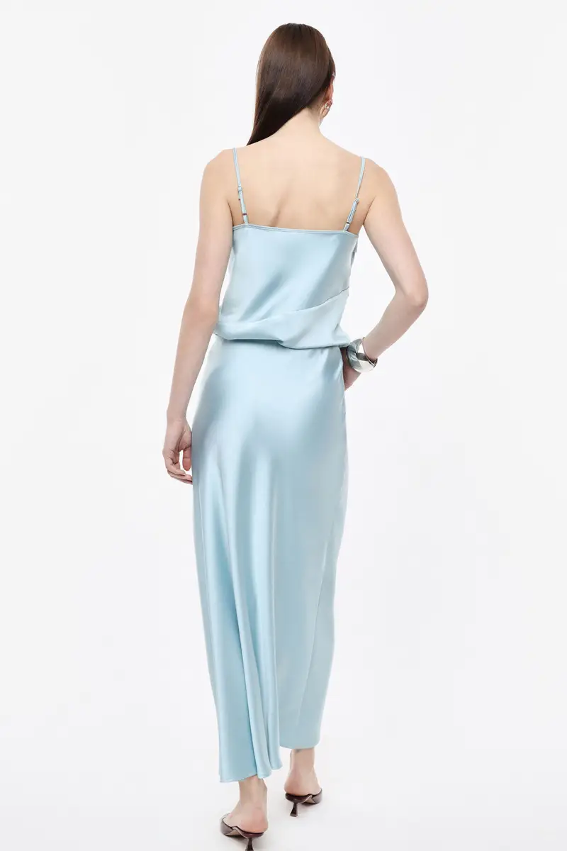 Gonna lunga svasata tinta unita vita alta Sky miniatura 3