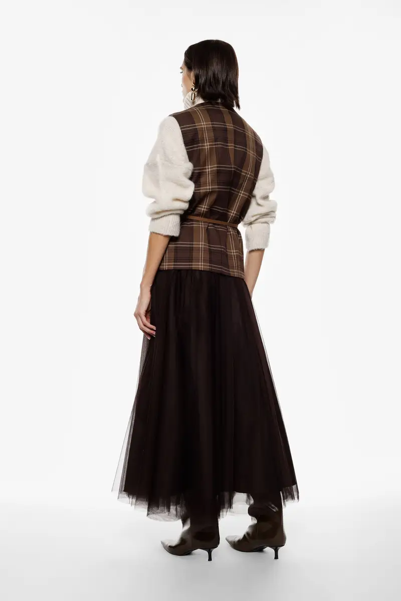 Gonna lunga tulle vaporoso vita alta Moro miniatura 3