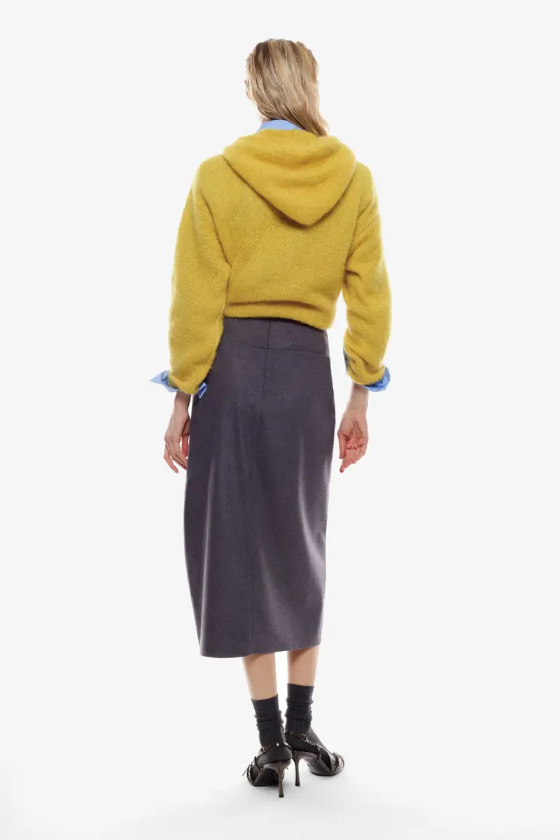 Gonna midi a portafoglio con drappeggio anteriore Antracite miniatura 3