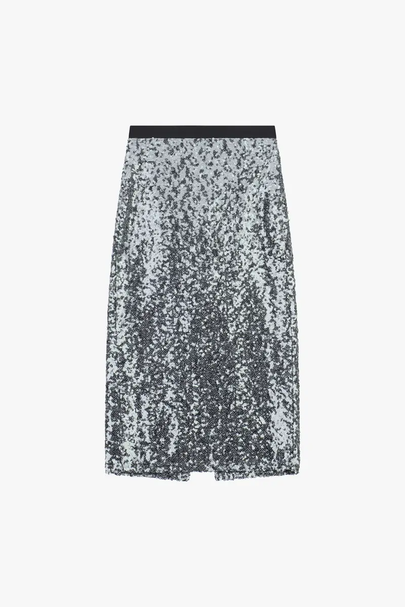 Gonna midi a vita alta con paillettes Argento