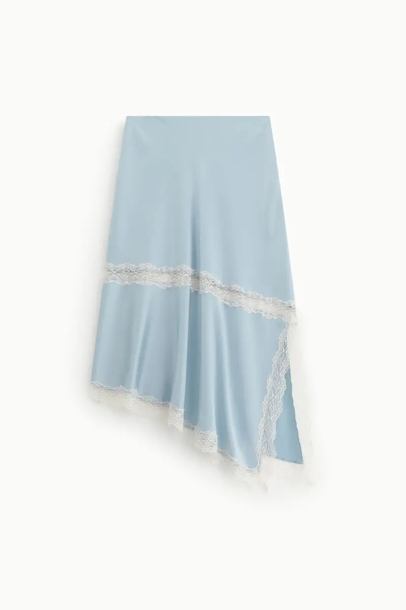 Gonna midi asimmetrica con inserti in pizzo Sky