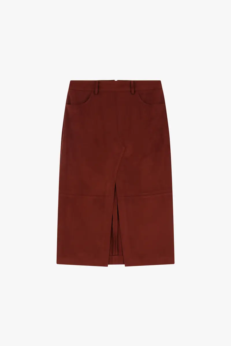 Gonna midi effetto suede con spacco frontale Nebbiolo