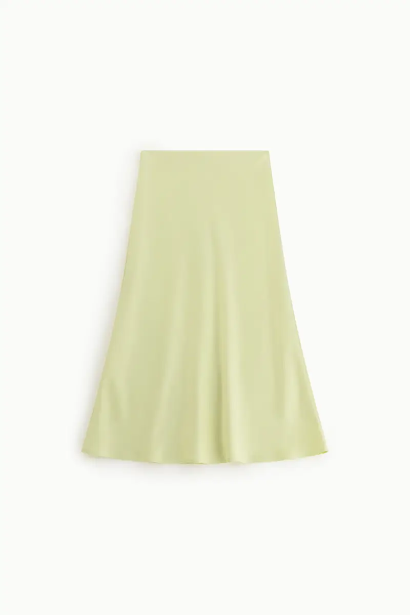 Gonna midi svasata tinta unita con vita media Canarino