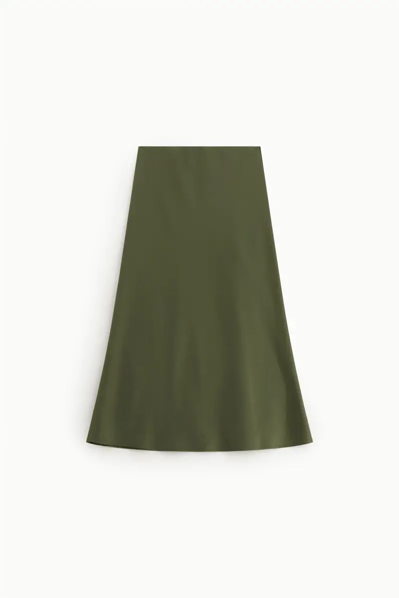 Gonna midi svasata tinta unita con vita media Militare