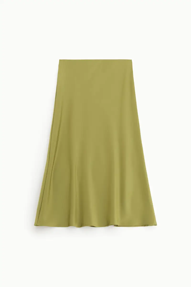 Gonna midi svasata tinta unita con vita media Olio