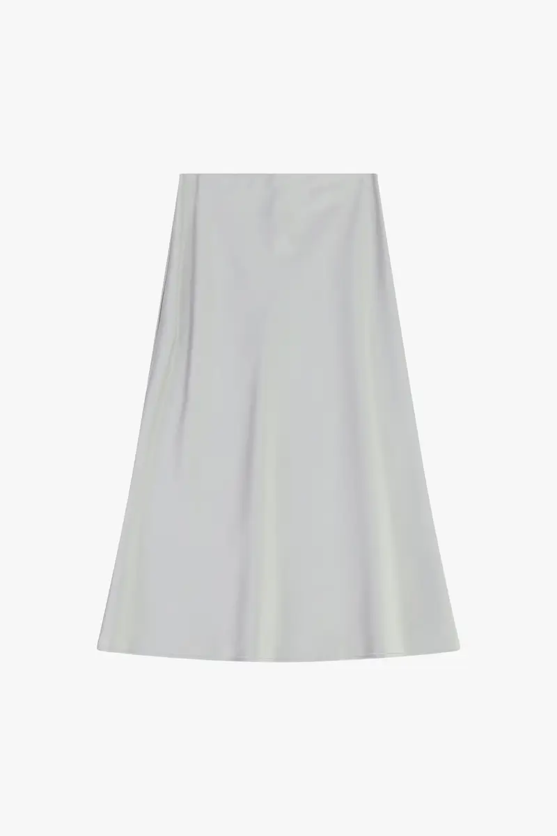 Gonna midi svasata tinta unita con vita media Perla