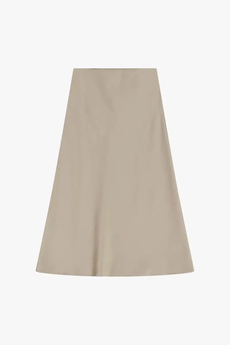 Gonna midi svasata tinta unita con vita media Platino