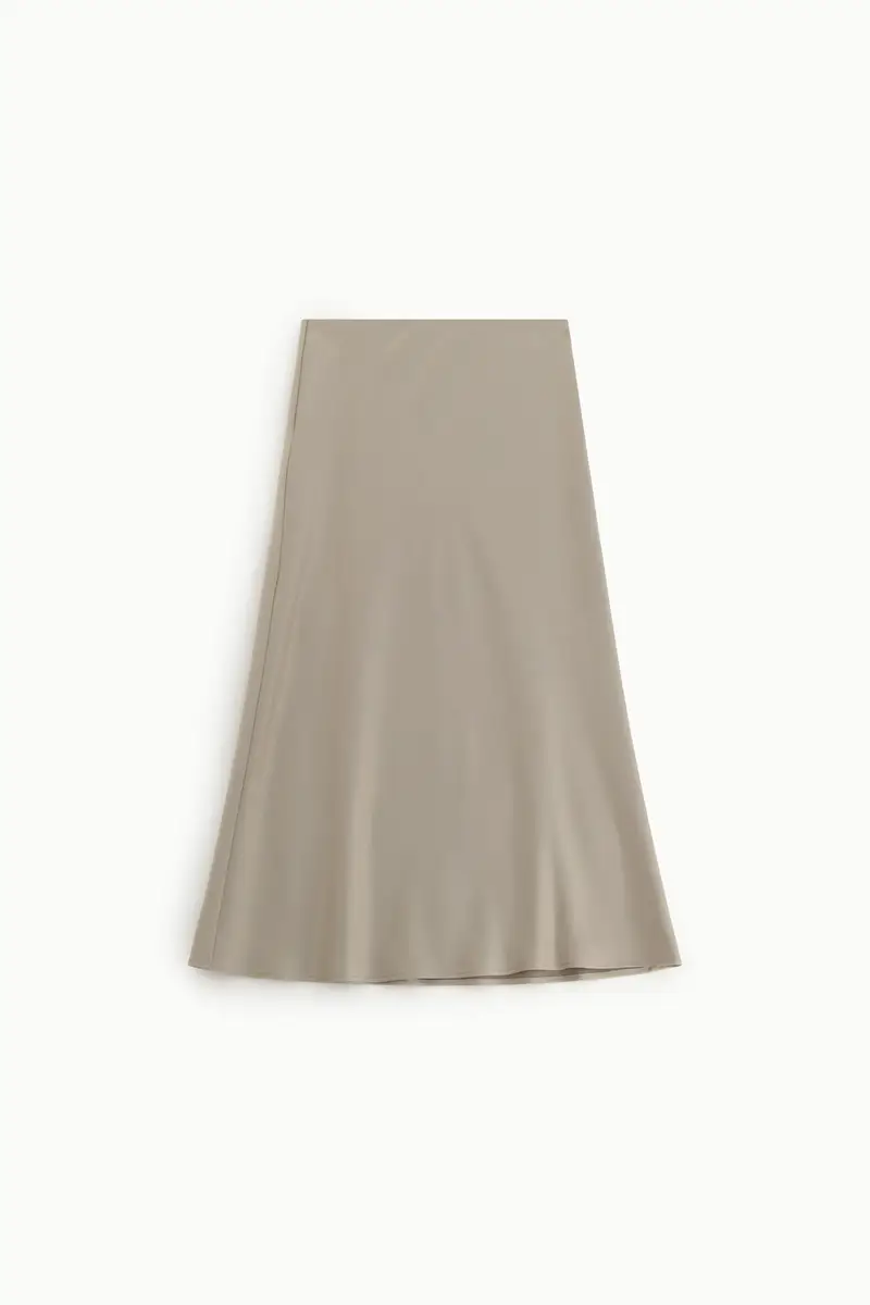 Gonna midi svasata tinta unita con vita media Platino