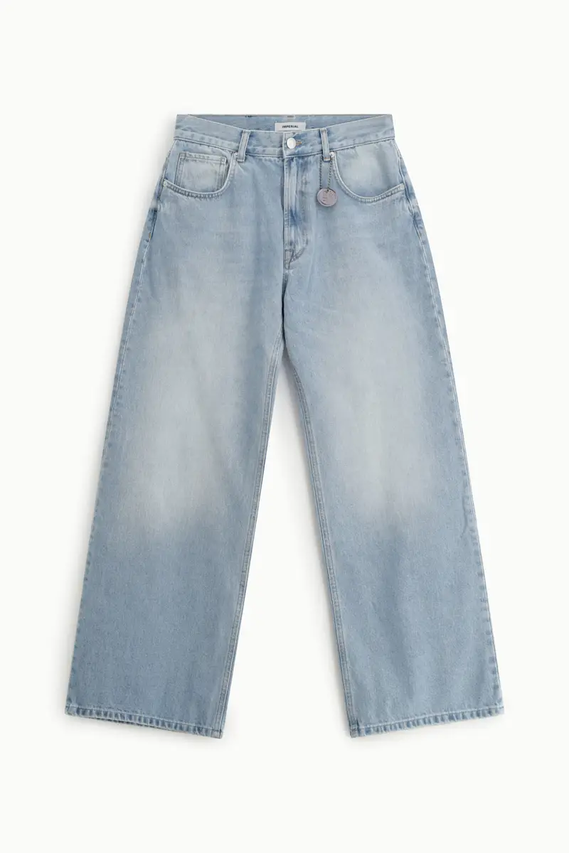 Jeans baggy fit cinque tasche vita alta Denim