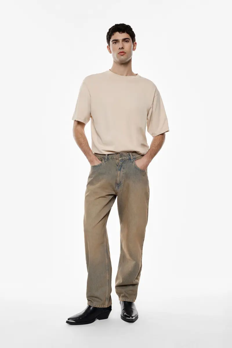 Jeans baggy-fit color uniforme Denim miniatura 2