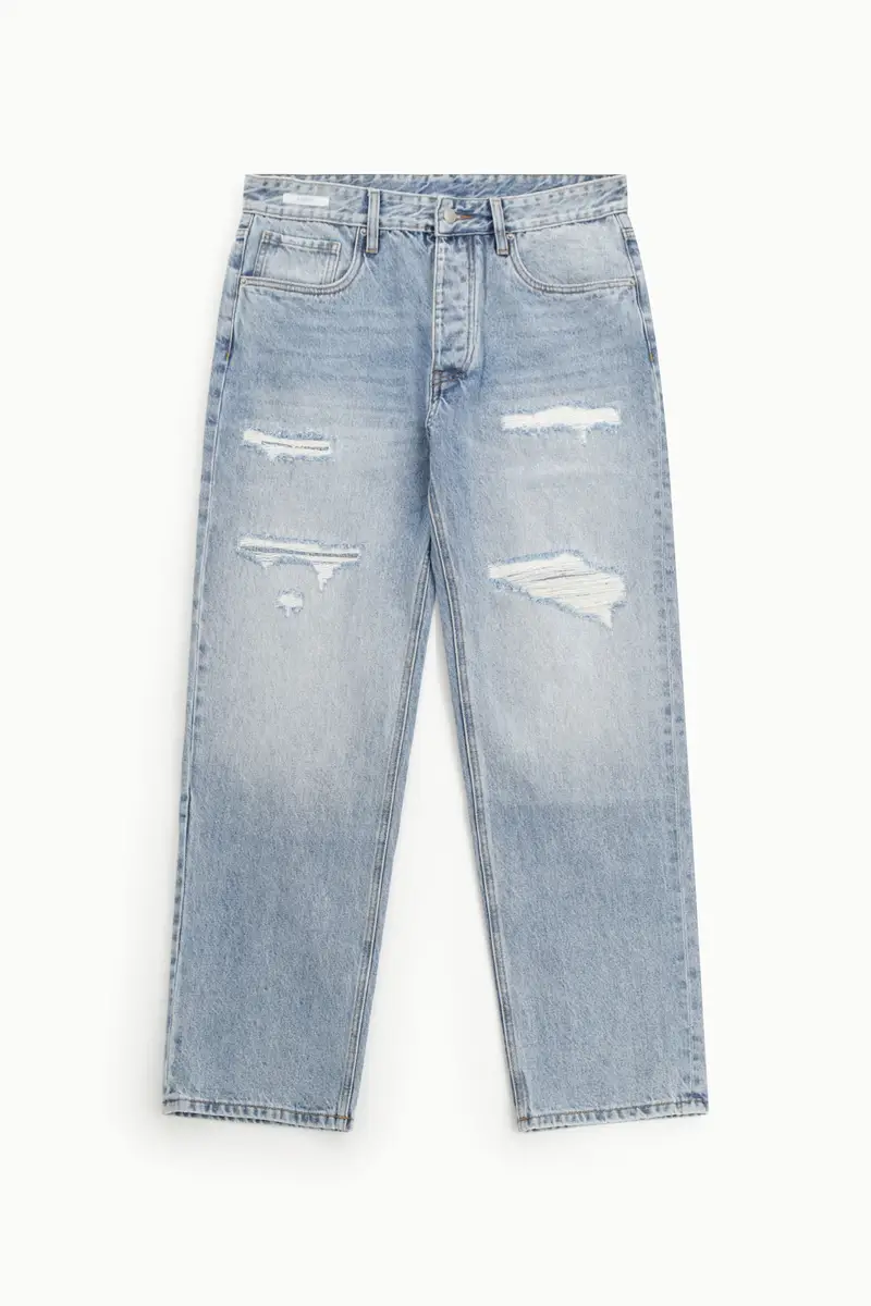 Jeans baggy-fit con dettagli effetto vissuto Denim