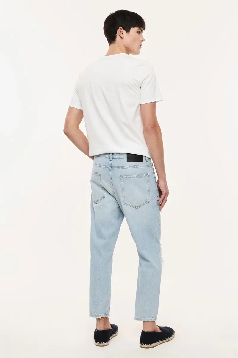 Jeans baggy-fit con strappi e lunghezza cropped Denim miniatura 3