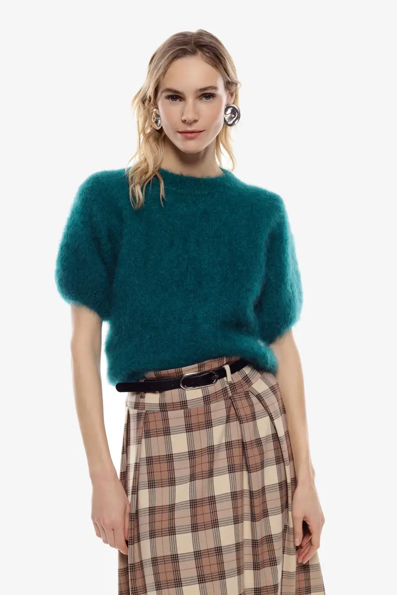 Maglia a maniche corte collo tondo effetto peluche Ottanio miniatura 2