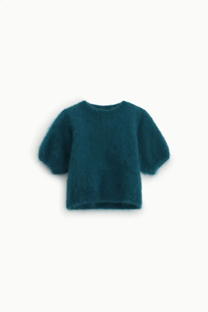 Maglia a maniche corte collo tondo effetto peluche Ottanio