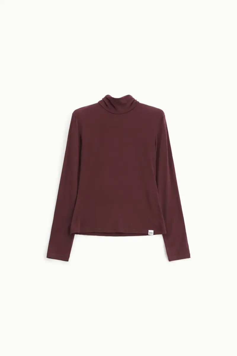 Maglia a maniche lunghe collo alto tinta unita Amarone