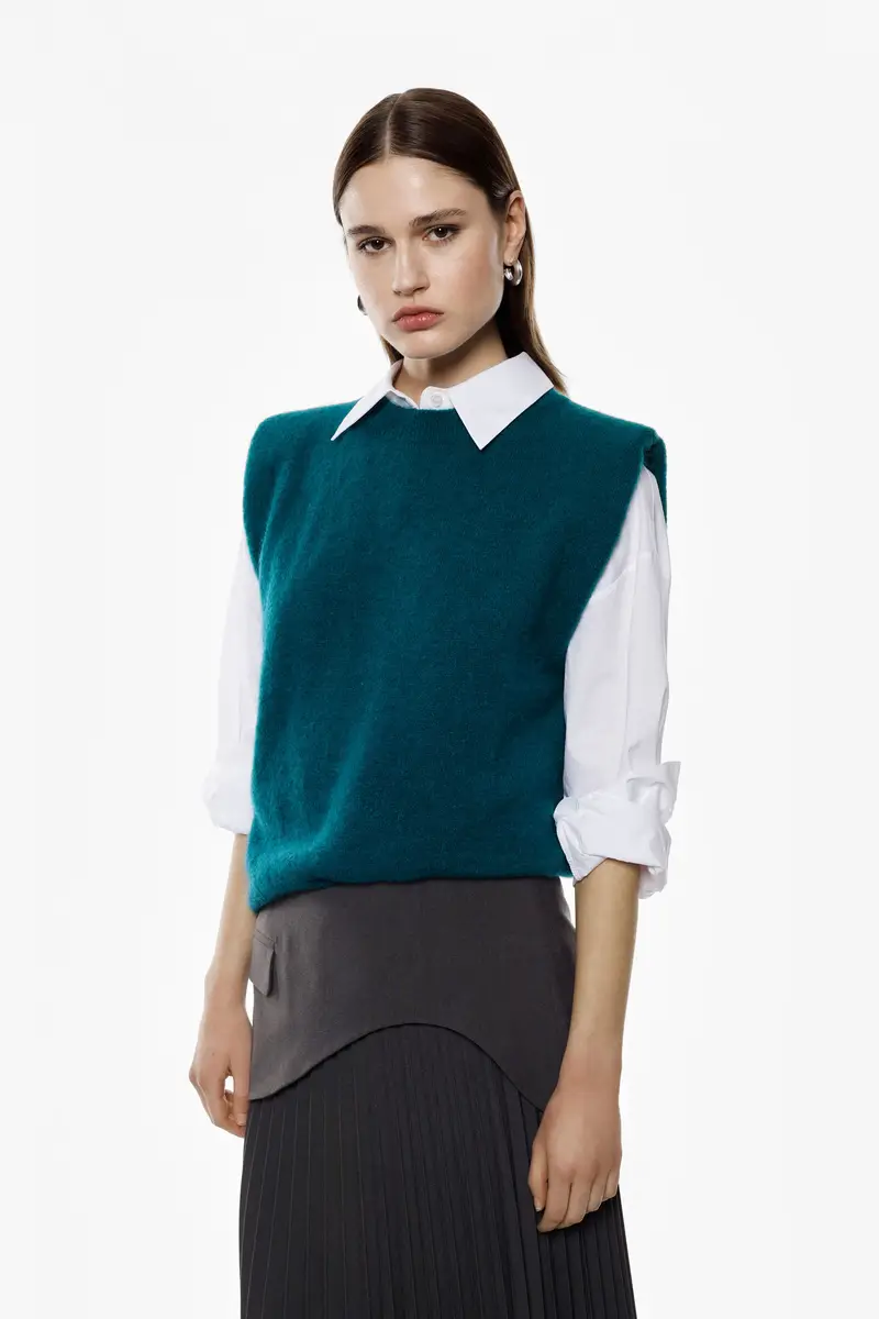 Maglia smanicata girocollo struttura squadrata Ottanio miniatura 2