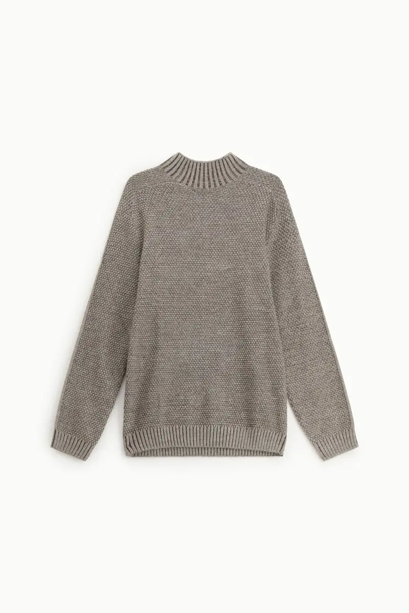 Maglione a collo alto strutturato a maglia rasata Fango