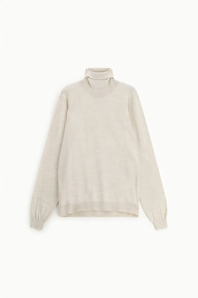 Maglione a collo alto tinta unita Beige