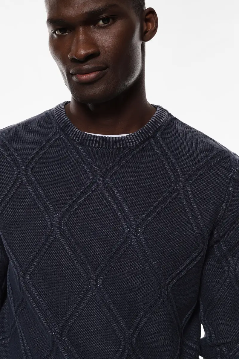 Maglione a rombi a manica lunga Blu