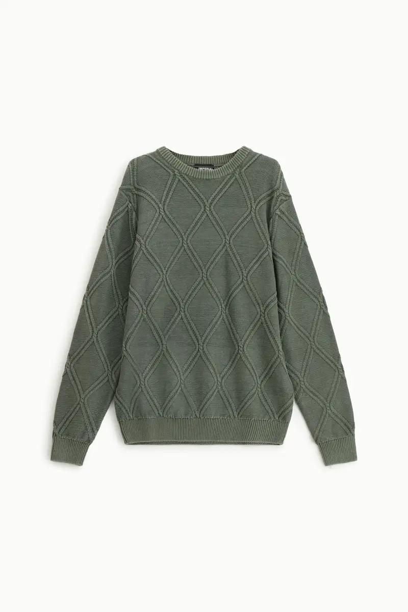 Maglione a rombi a manica lunga Verde