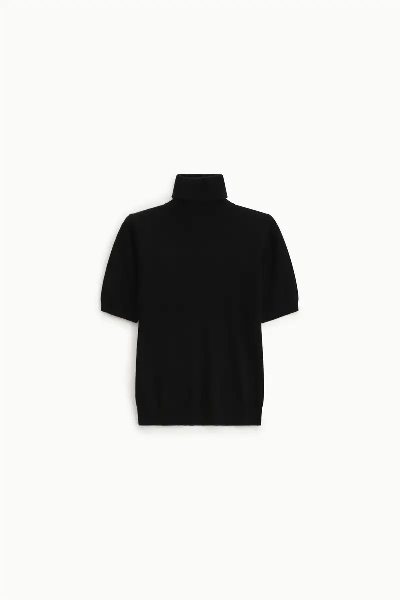 Maglione collo alto maniche corte tinta unita Nero